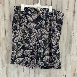 Coolibar Island Swim Trunks UPF 50+ Tropical Leaf Pattern Hawaiian Print